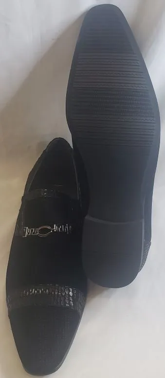 Alistair -- Men's Slip On Dress Shoe -- Black Suedine