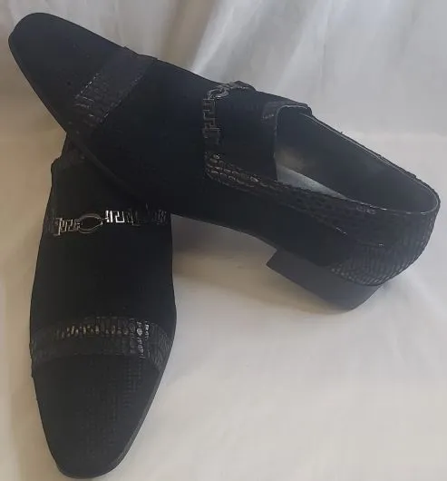 Alistair -- Men's Slip On Dress Shoe -- Black Suedine