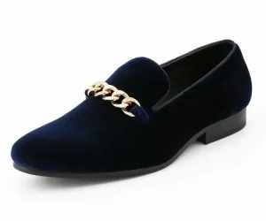 Amali Elegant Velvet Smoking Slippers Men’s With Gold Chain Ornament