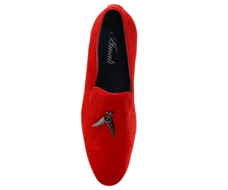 Amali Heath Crimson Luxe Velvet Smoking Slippers Men’s Red Velvet