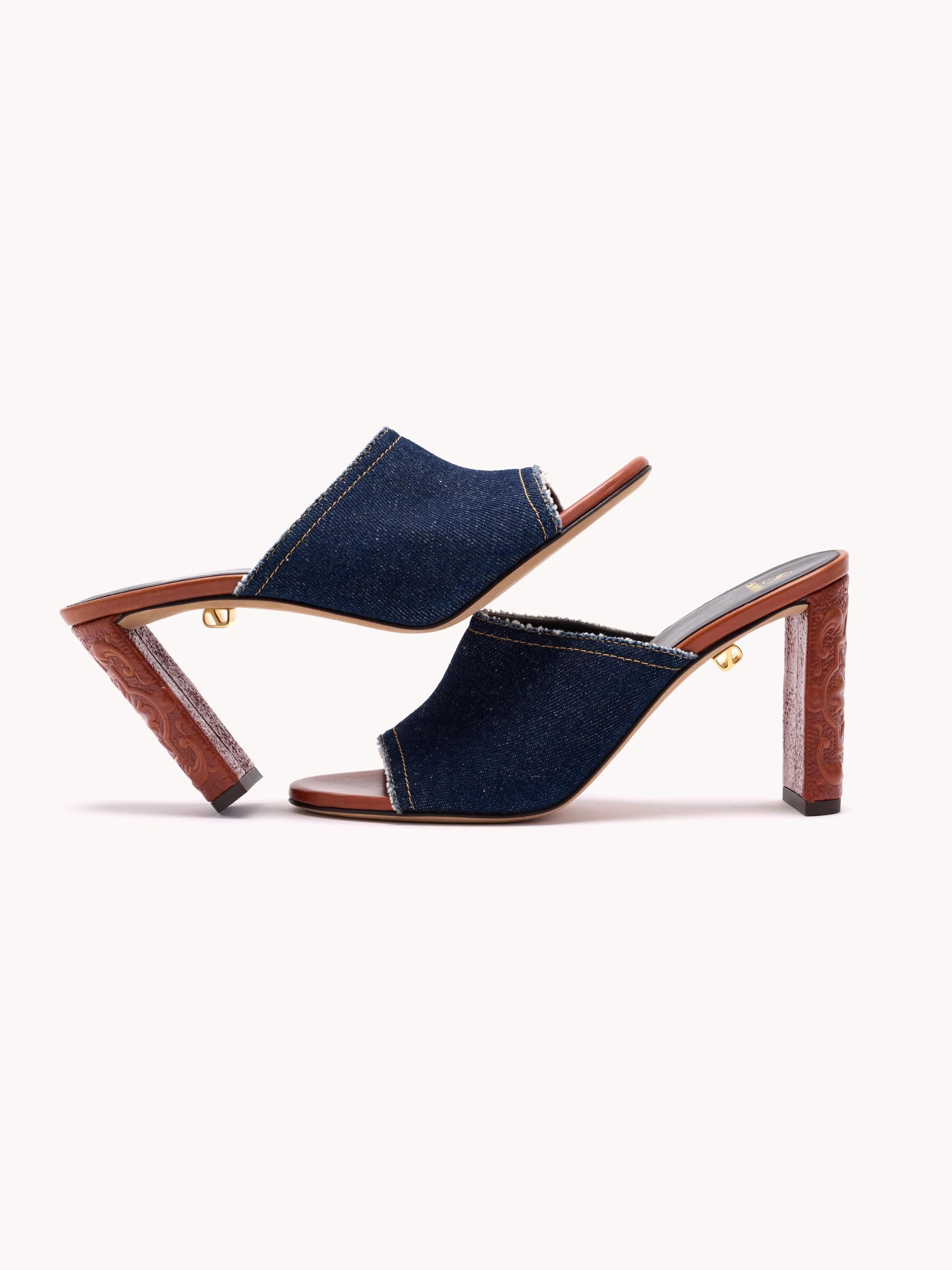 Annabelle Maca High-Heel Indigo Denim Mules