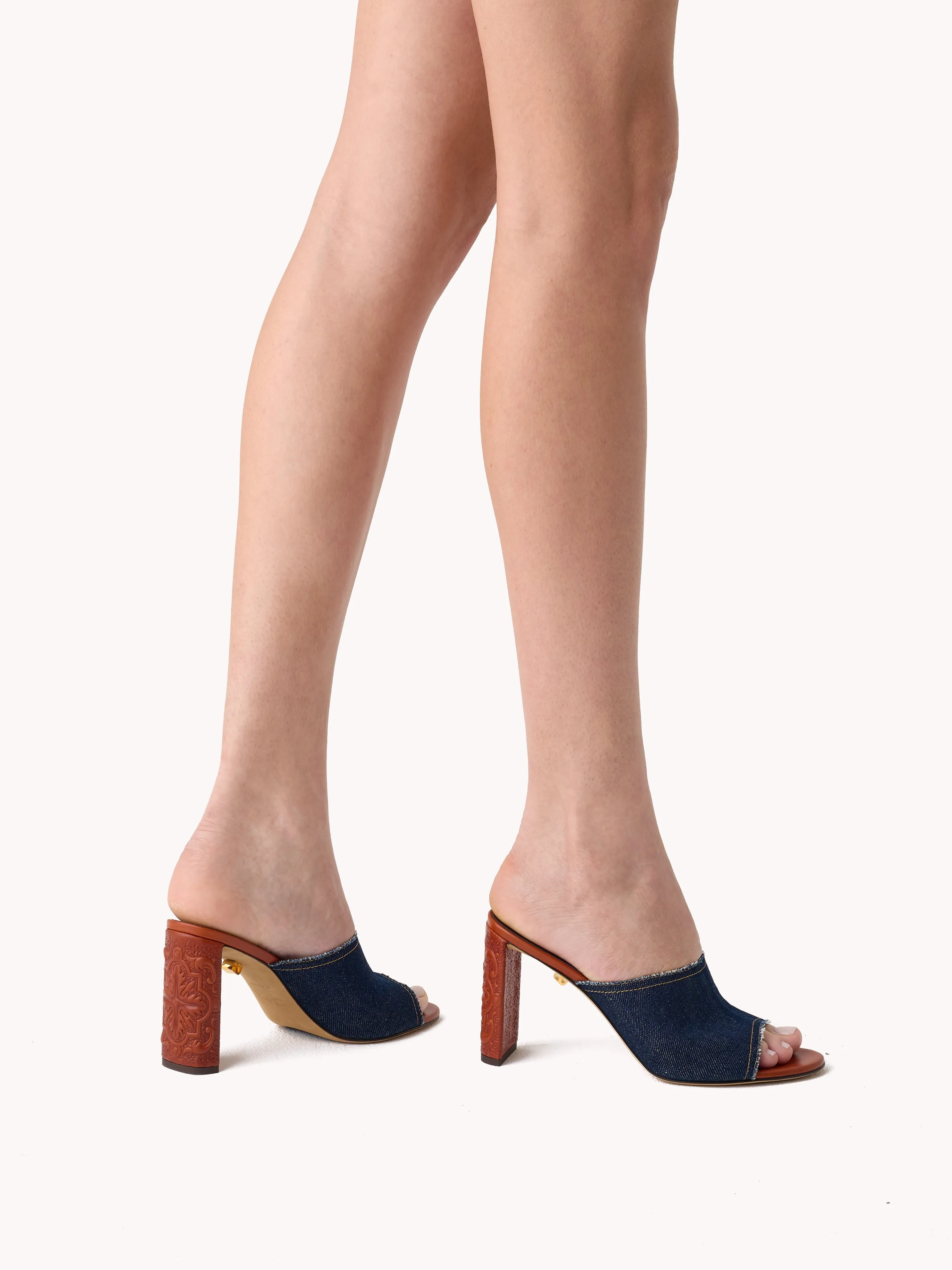 Annabelle Maca High-Heel Indigo Denim Mules