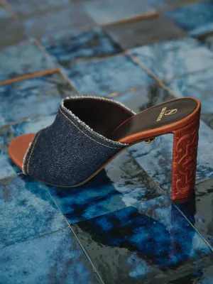 Annabelle Maca High-Heel Indigo Denim Mules
