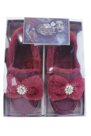 Brandwell Luxury Ladies Plush Moccasin Slippers Ruby 6-7