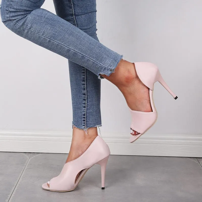 Chicvane Pointed Toe Hollow Stiletto Heel Sandals