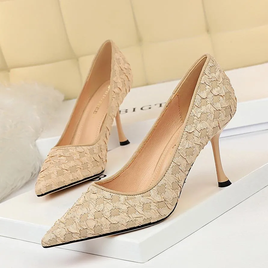 Chicvane Womens Color Block Cloth Stiletto Heels Pointed Toe Dress Pumps