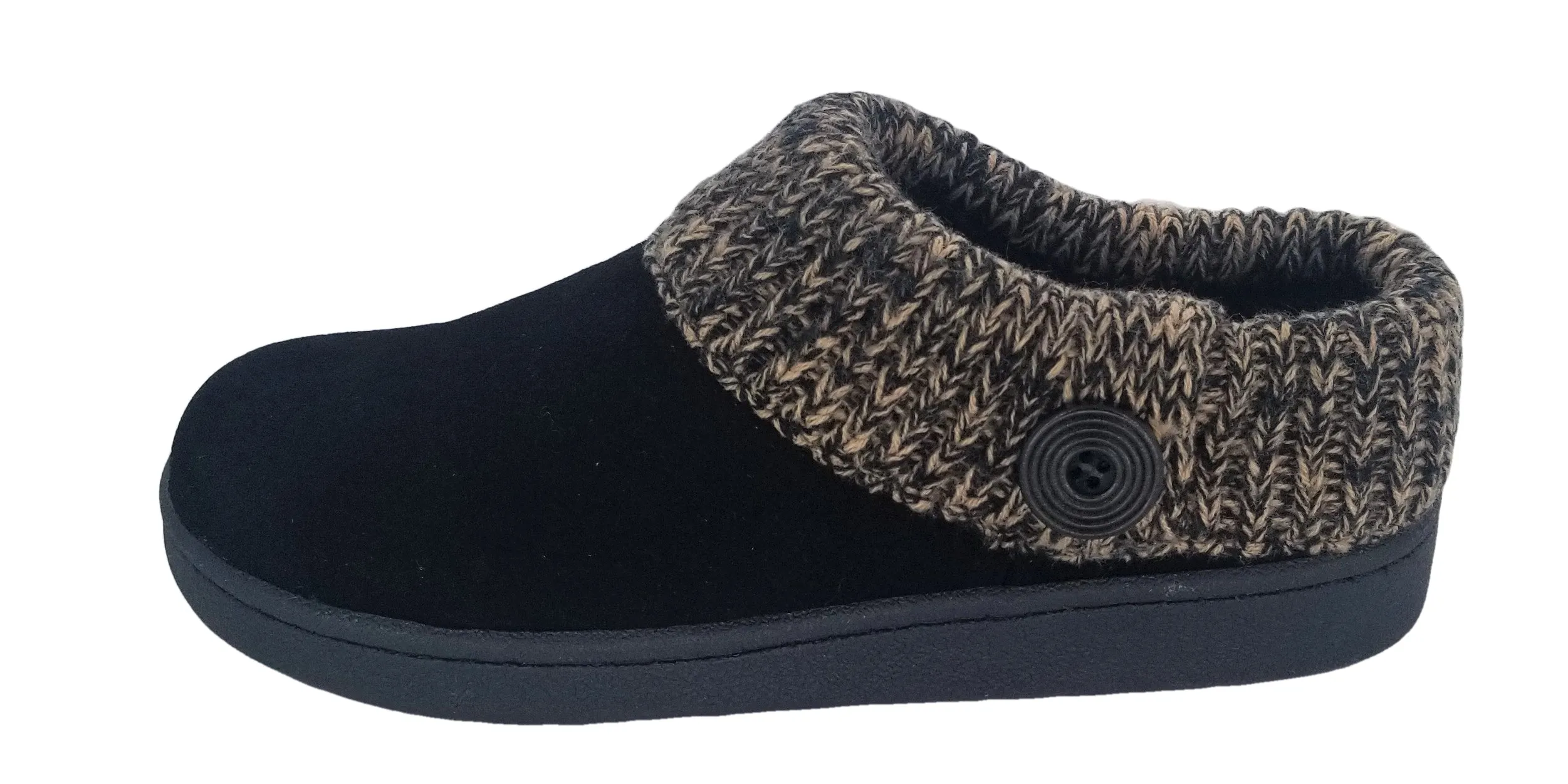 Clarks Womens Suede Leather Comfort Clog Knitted Collar Slipper Plush Faux Fur Trim Indoor Outdoor House Slippers For Women