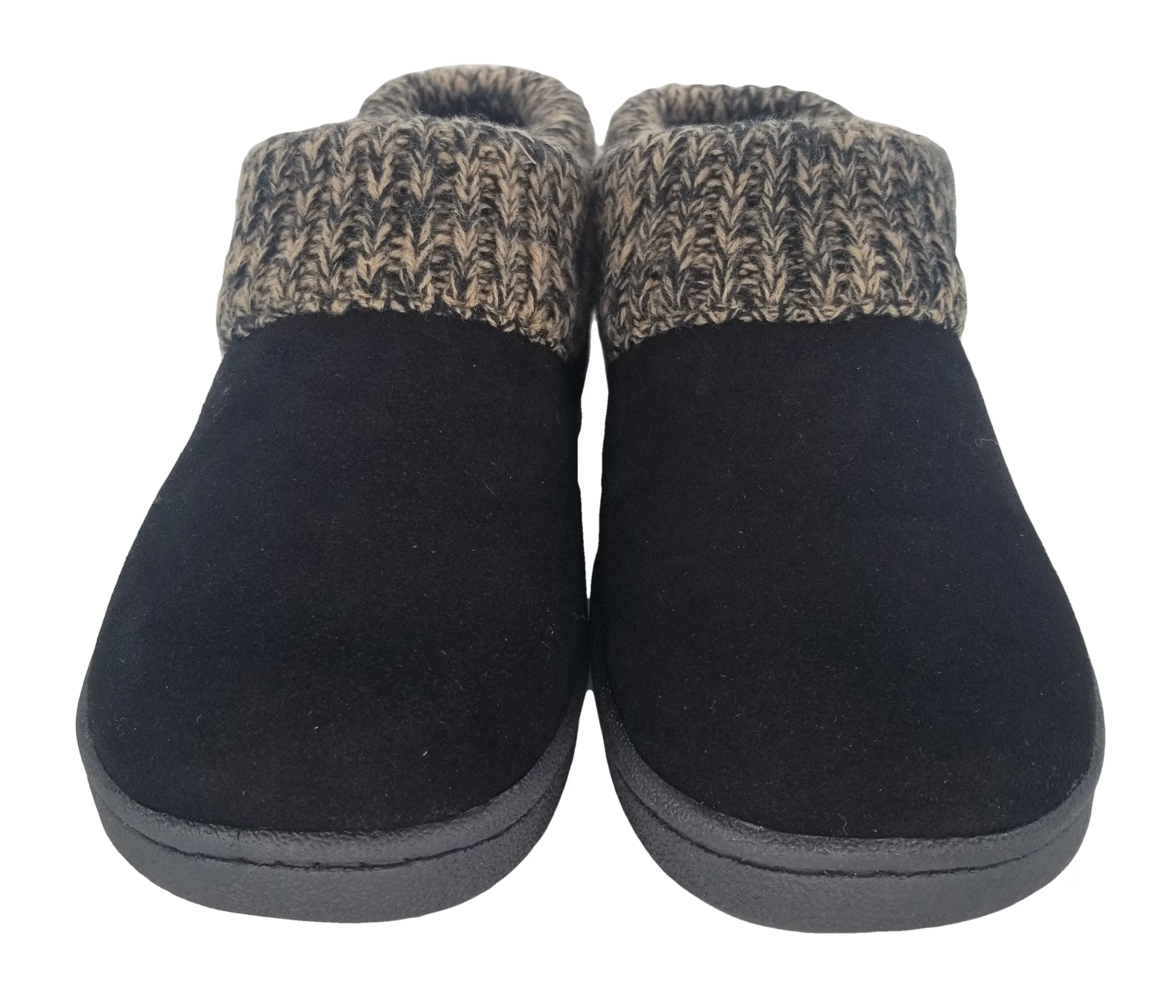 Clarks Womens Suede Leather Comfort Clog Knitted Collar Slipper Plush Faux Fur Trim Indoor Outdoor House Slippers For Women