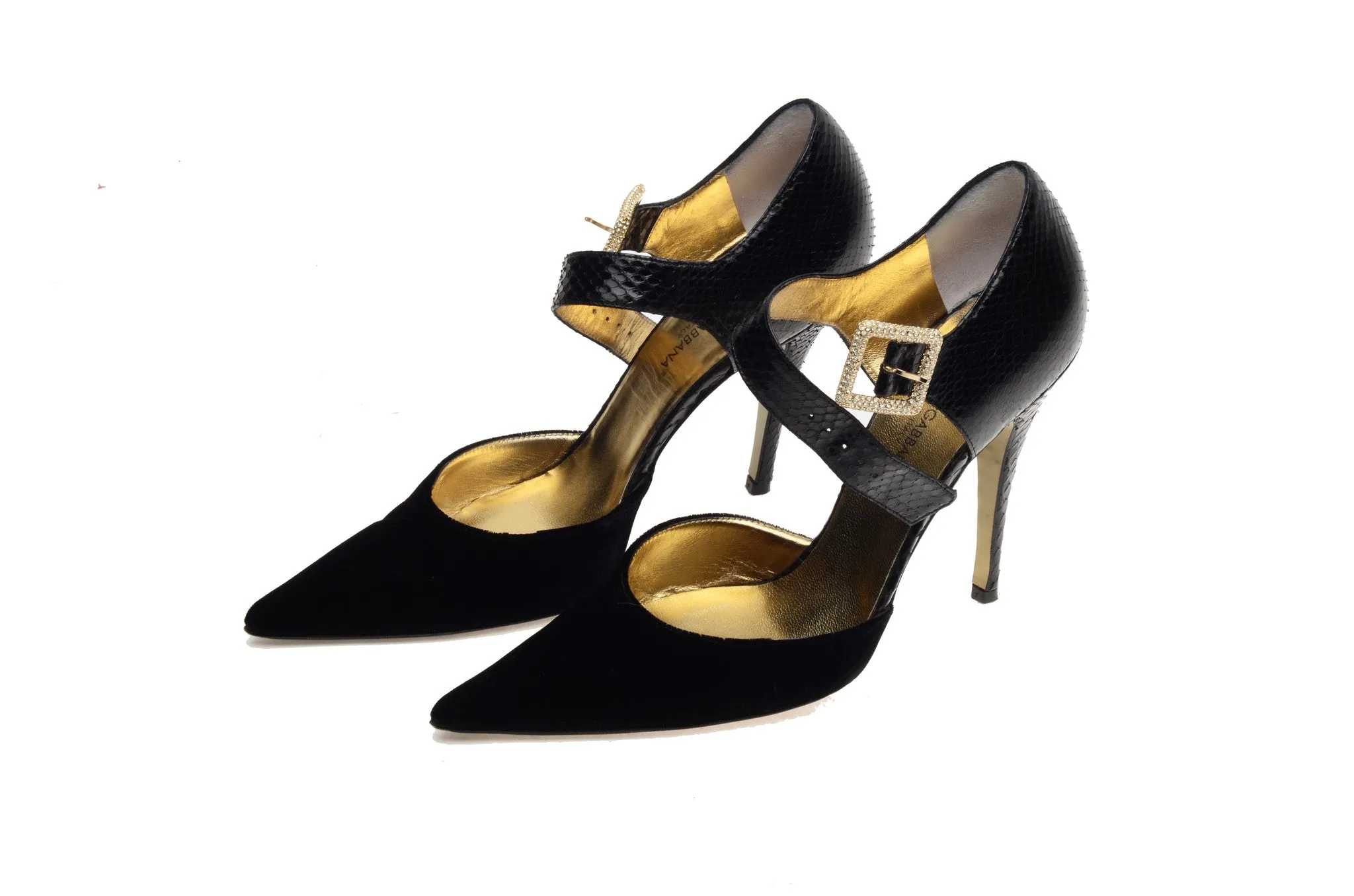 Dolce & Gabbana - Black Point Toe Heels with Ankle Strap - IT 38 1/2