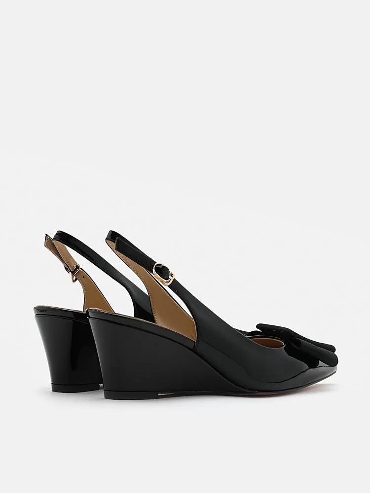Donatella Bow Buckled Slingback Wedges
