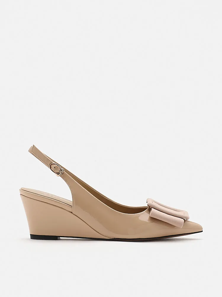Donatella Bow Buckled Slingback Wedges