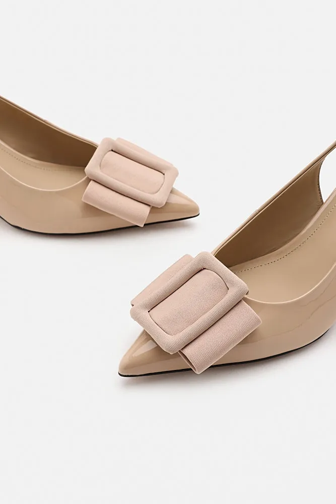 Donatella Bow Buckled Slingback Wedges