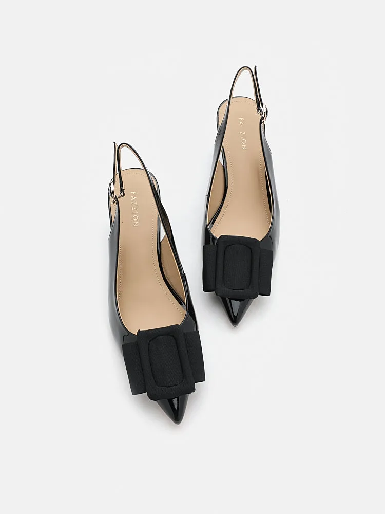 Donatella Bow Buckled Slingback Wedges