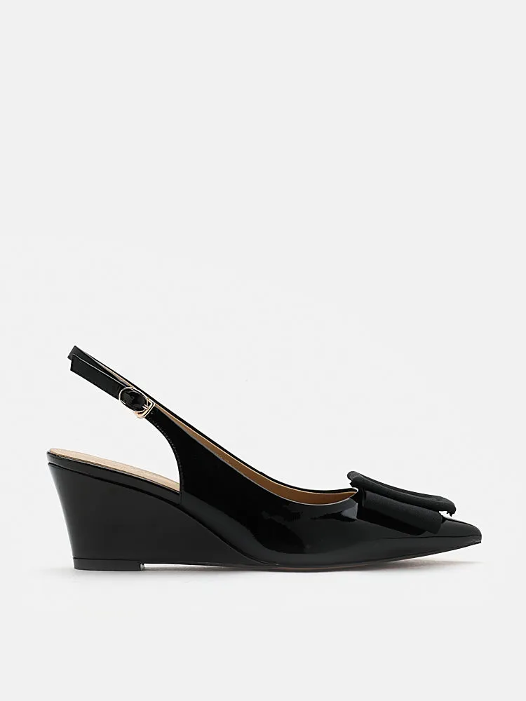 Donatella Bow Buckled Slingback Wedges