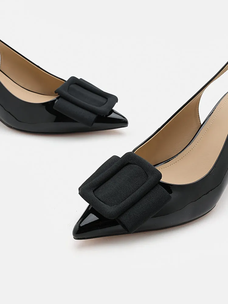 Donatella Bow Buckled Slingback Wedges