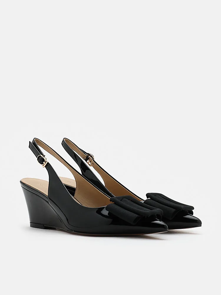 Donatella Bow Buckled Slingback Wedges