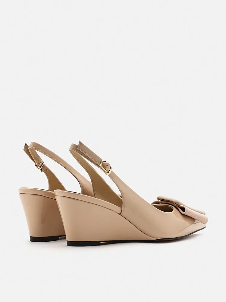 Donatella Bow Buckled Slingback Wedges