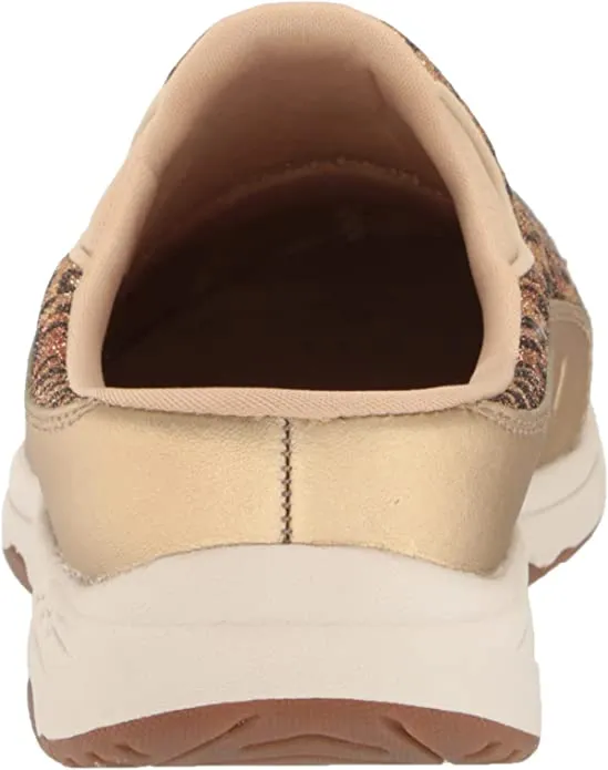 Easy Spirit Travel Time Gold X-Wide Round Leather Closed Toe Slip On Mule Clog