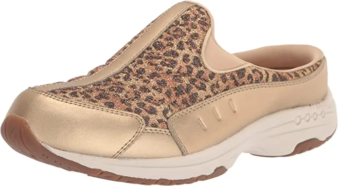 Easy Spirit Travel Time Gold X-Wide Round Leather Closed Toe Slip On Mule Clog