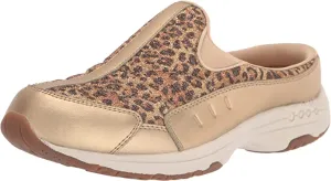 Easy Spirit Travel Time Gold X-Wide Round Leather Closed Toe Slip On Mule Clog