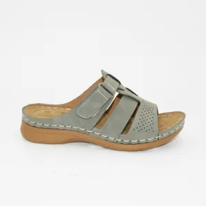 GS7631 LADIES GREY VELCRO COMFORT MULE