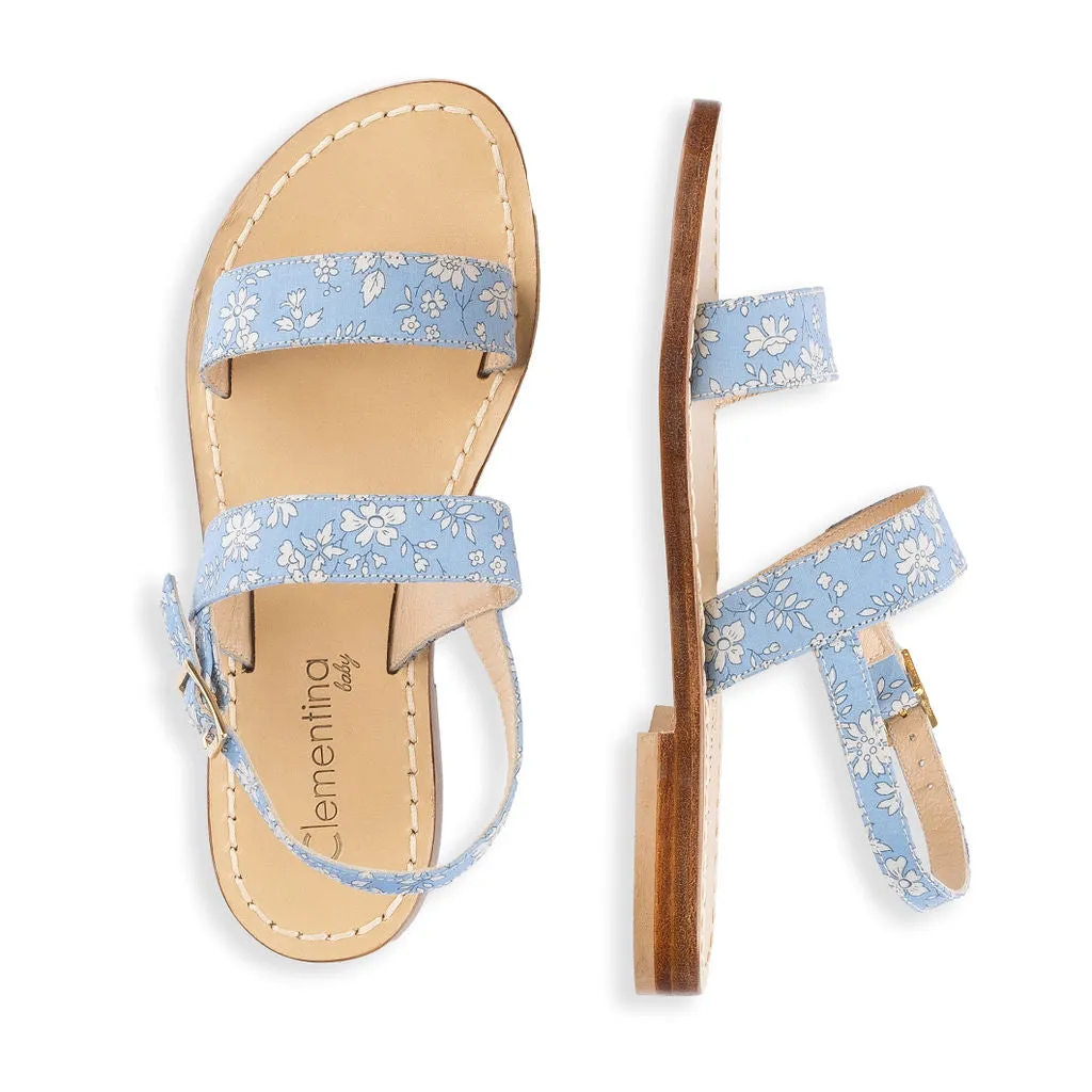 Handmade Sandals in Blue Liberty Fabric