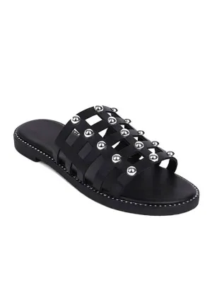 Hollow Out Rivets Peep Toe&Slippers