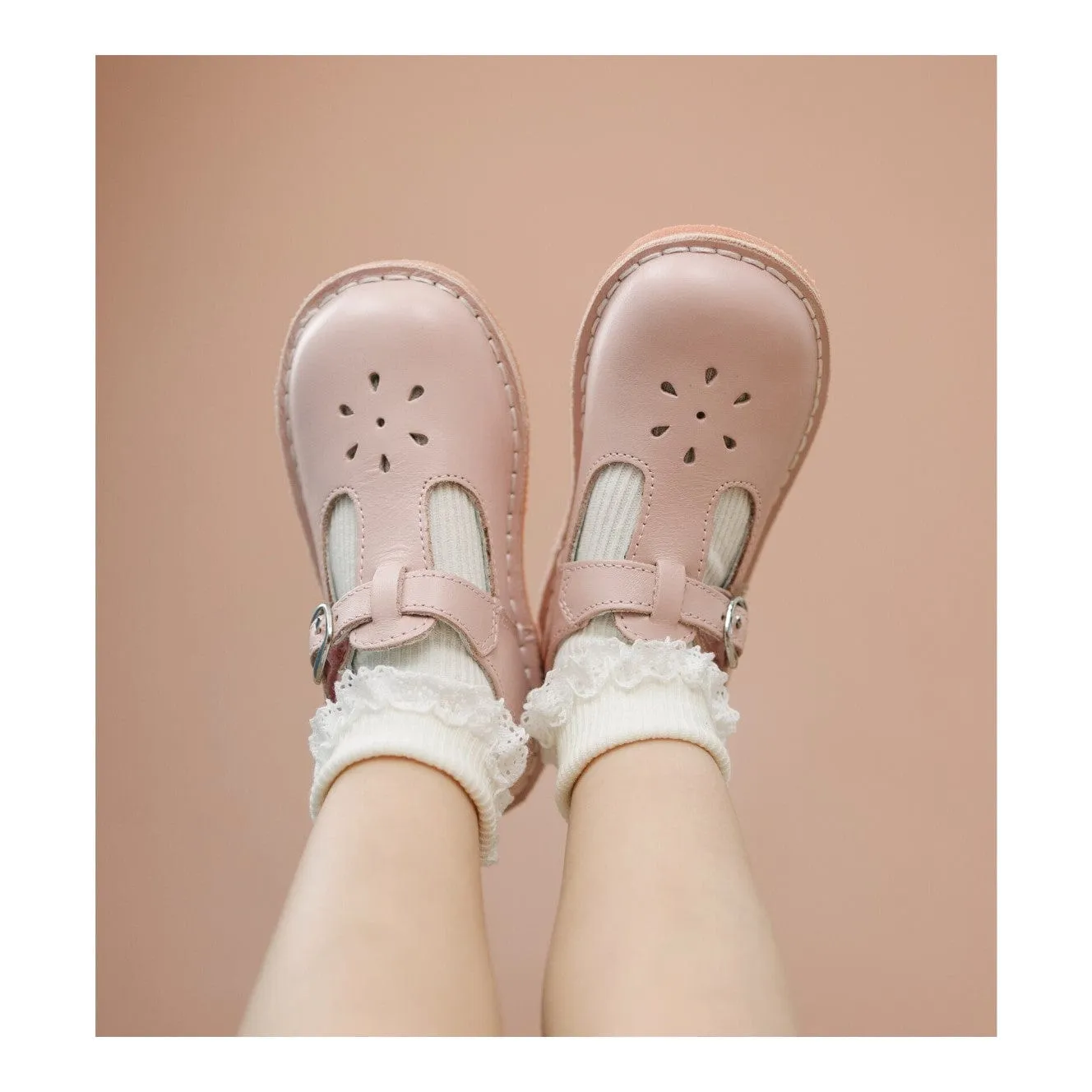 L'Amour Joy Classic Leather T-Strap Mary Jane in Pink