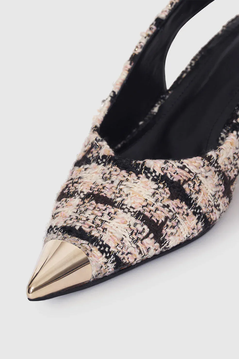 Nina Heels With Metal Toe Cap Apricot Tweed