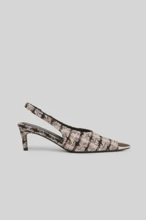 Nina Heels With Metal Toe Cap Apricot Tweed