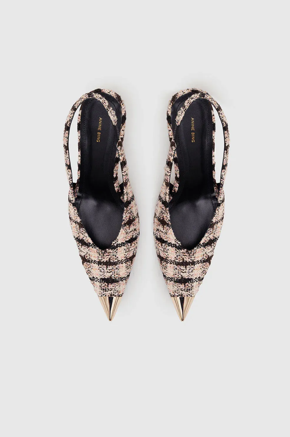 Nina Heels With Metal Toe Cap Apricot Tweed