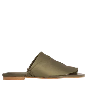 Satin Detail Sandals — Moss Green