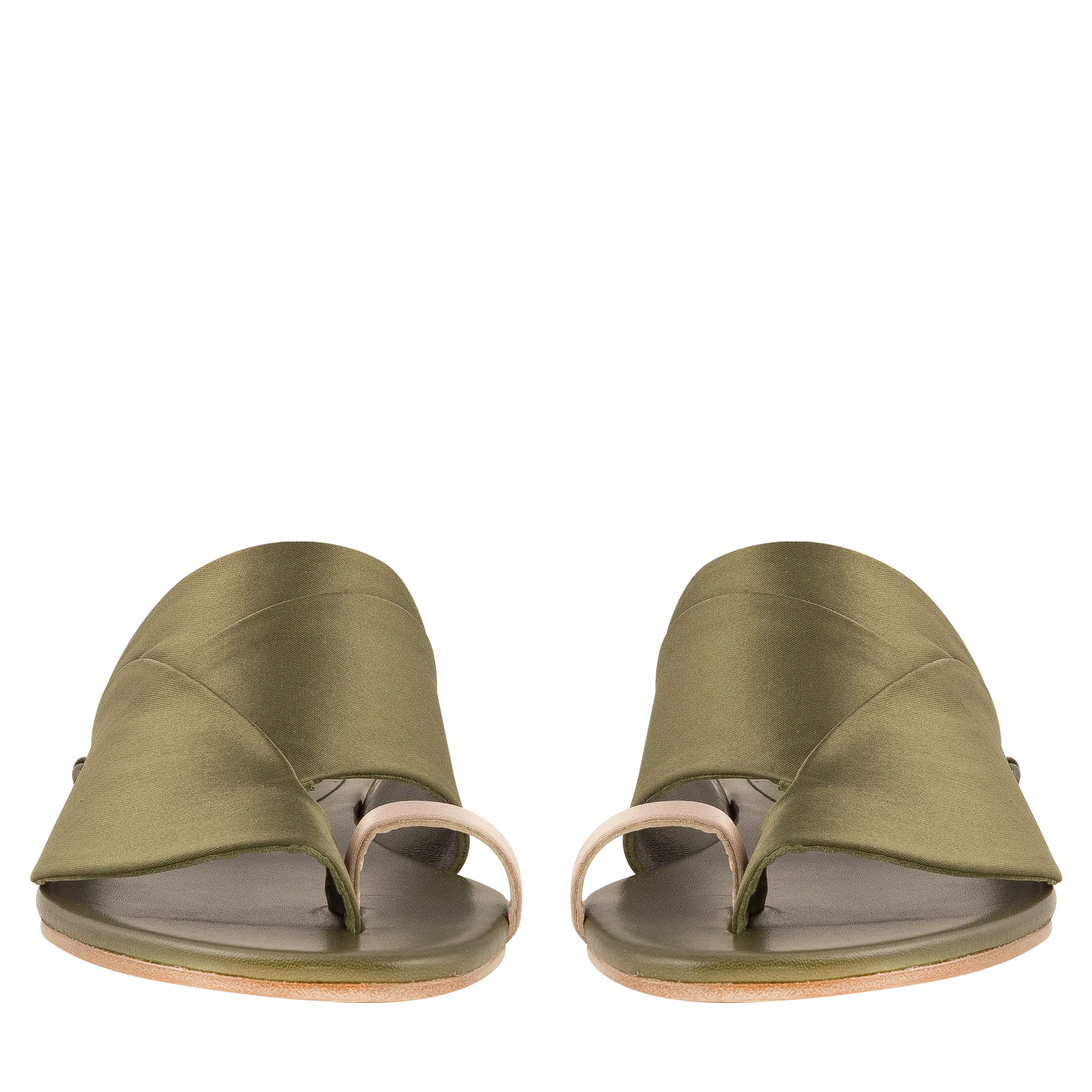 Satin Detail Sandals — Moss Green