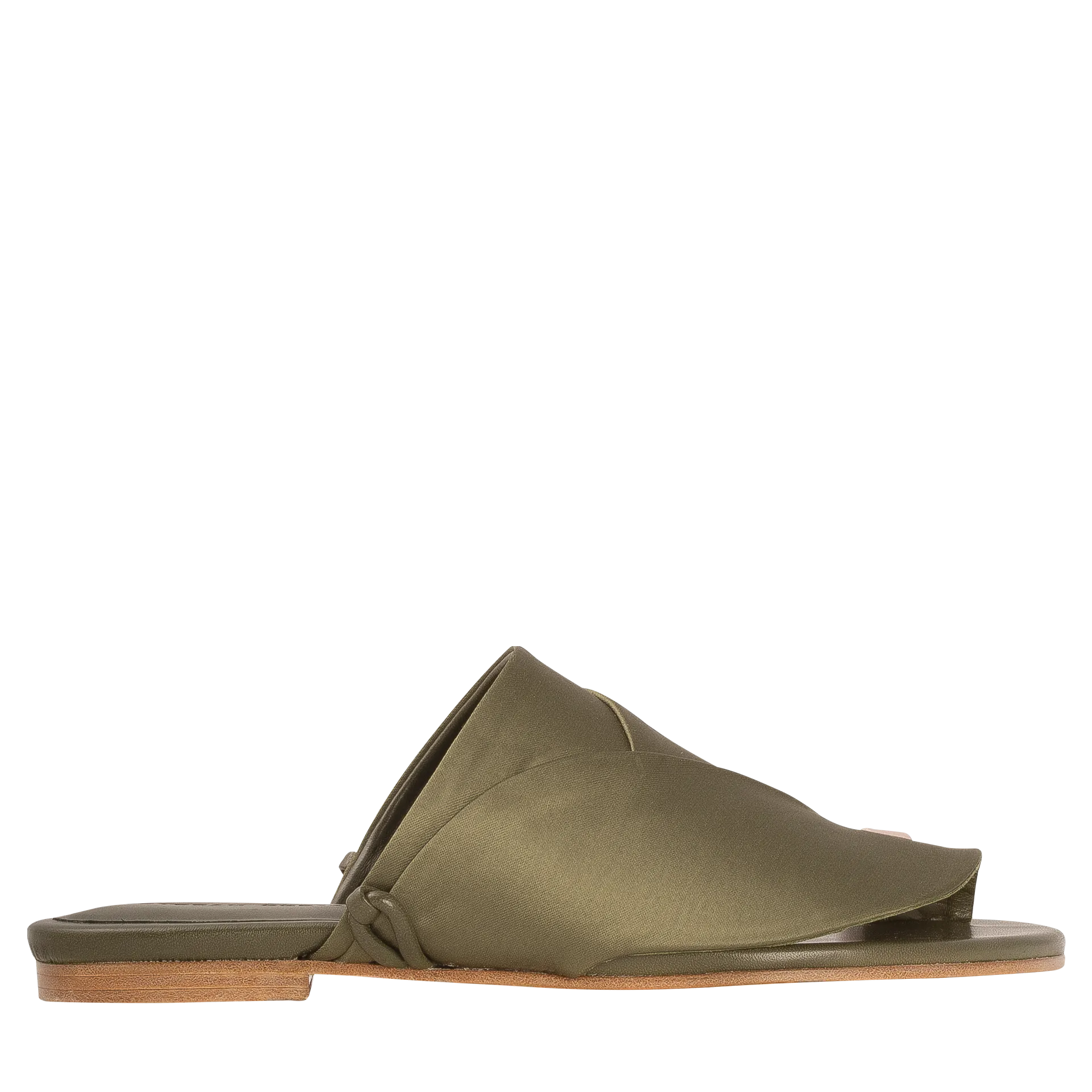Satin Detail Sandals — Moss Green