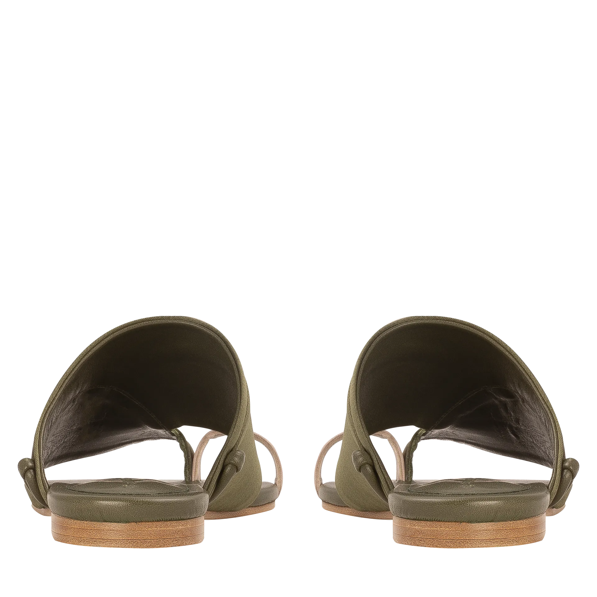 Satin Detail Sandals — Moss Green