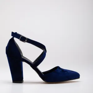 Sina - Blue Velvet Criss Cross Heels