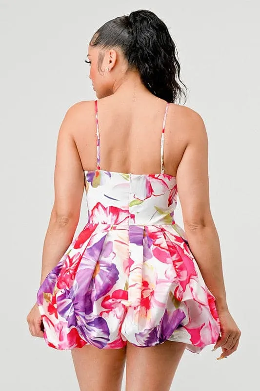 Spring Forward Bubble Hem Floral Mini Dress