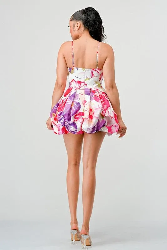 Spring Forward Bubble Hem Floral Mini Dress