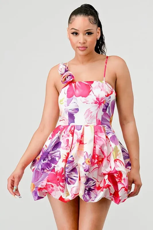 Spring Forward Bubble Hem Floral Mini Dress