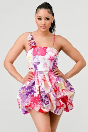 Spring Forward Bubble Hem Floral Mini Dress