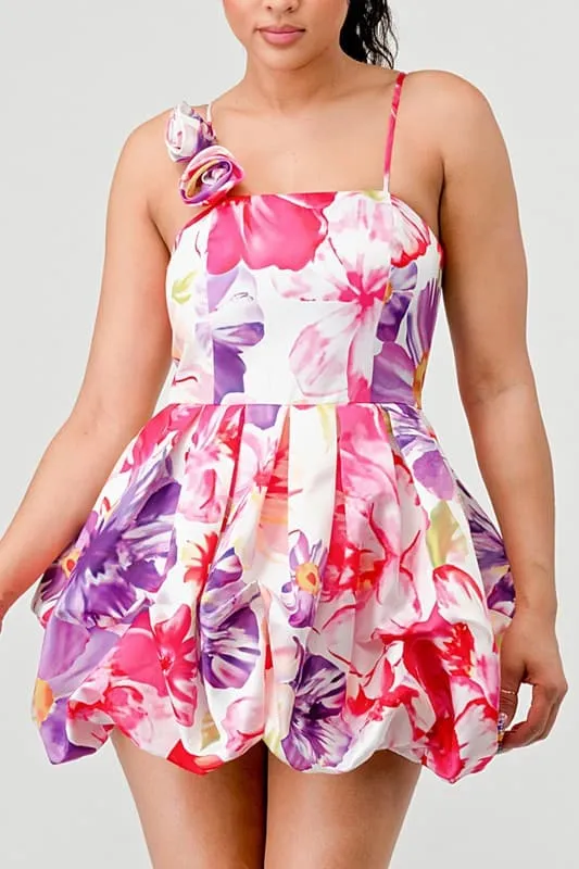 Spring Forward Bubble Hem Floral Mini Dress
