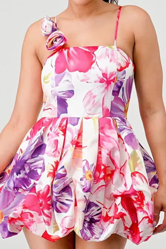Spring Forward Bubble Hem Floral Mini Dress