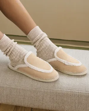 Suede Mules With Faux Fur - K11ME - Cortina Champagne Beige