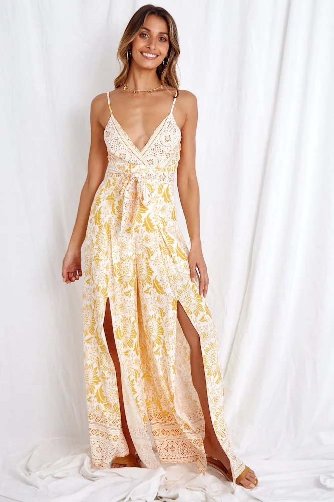 Travel Happy Jumpsuit Yellow