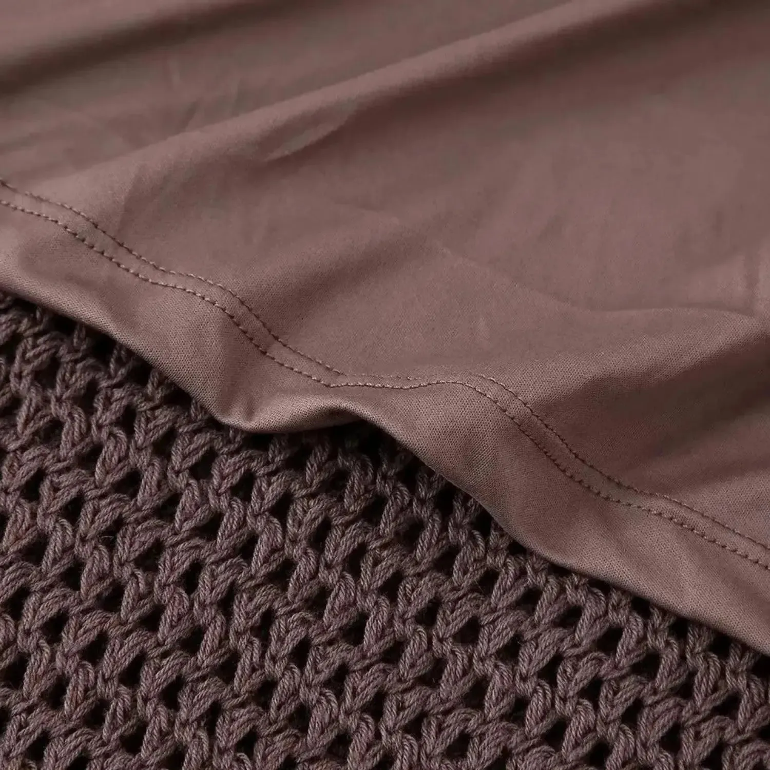 Tricot Chic Knitted Set – Brown – High-waisted knitted skirt