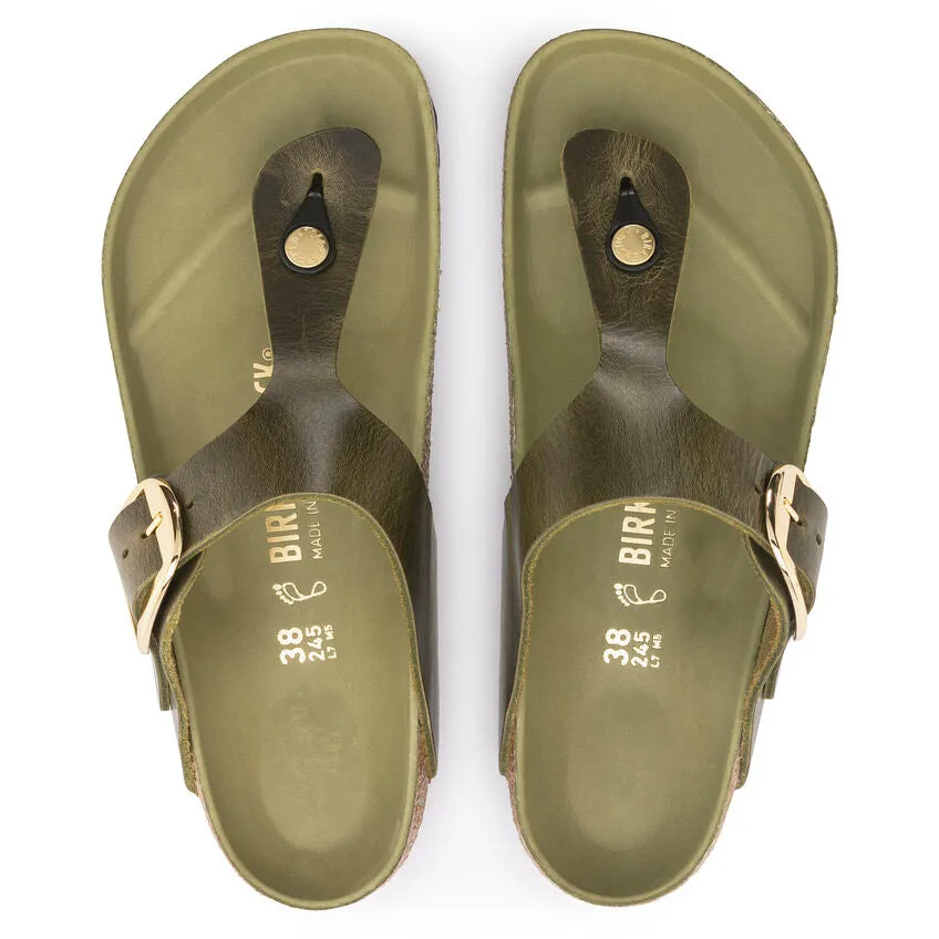 WOMEN'S BIRKENSTOCK GIZEH BIG BUCKLE SANDAL | OLIVE GREEN  OILED LEATHER