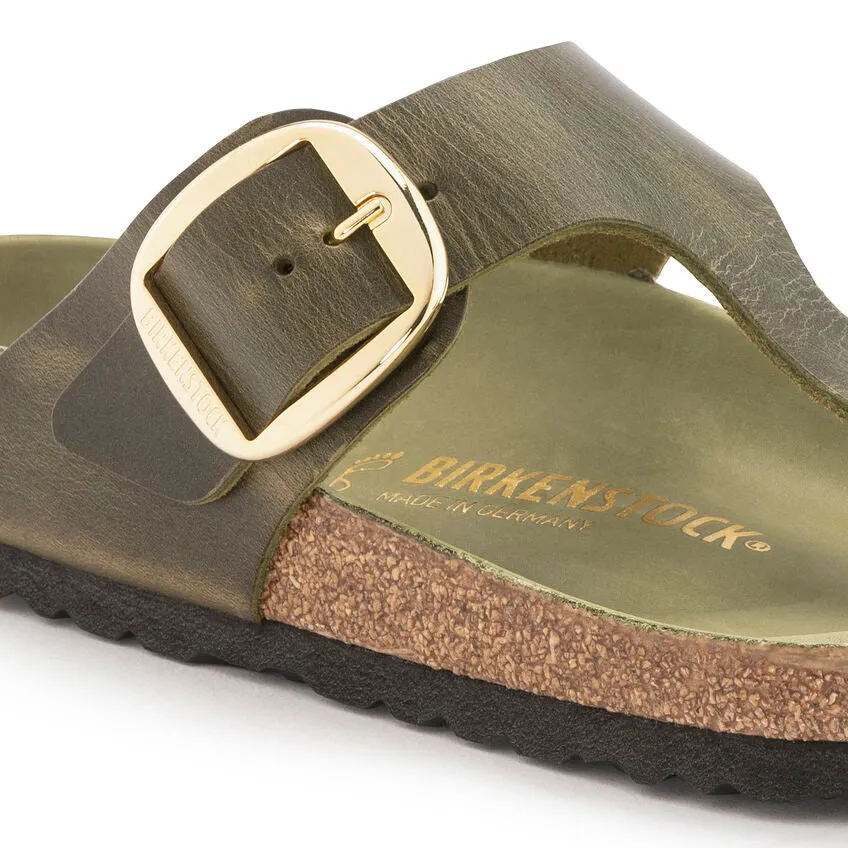 WOMEN'S BIRKENSTOCK GIZEH BIG BUCKLE SANDAL | OLIVE GREEN  OILED LEATHER