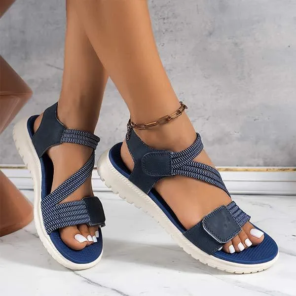 Women's Stitching Detail Casual Velcro Sandals 03527651C