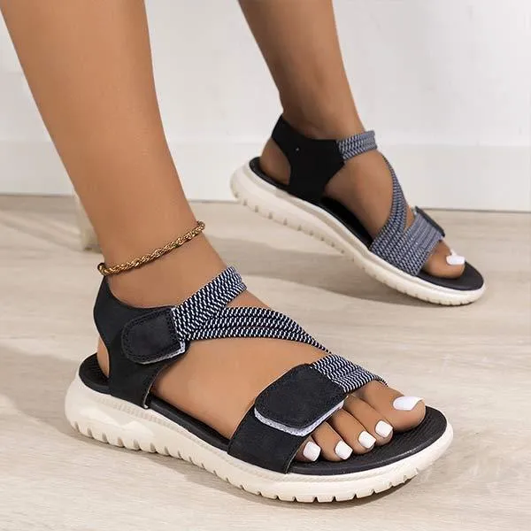 Women's Stitching Detail Casual Velcro Sandals 03527651C