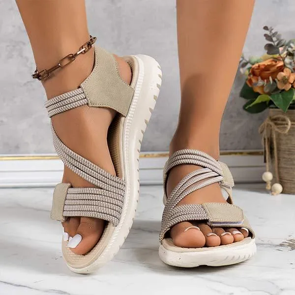 Women's Stitching Detail Casual Velcro Sandals 03527651C